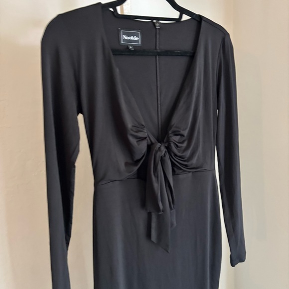 Nookie Selene Long Sleeve Tie Front Midi Dress, Black, Size Large - Picture 3 of 5